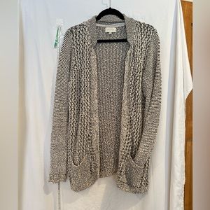 Cream and black knit open cardigan
